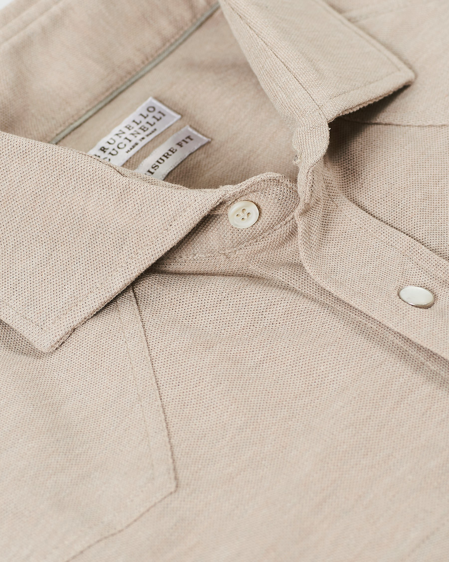 Herre | Skjorter | Brunello Cucinelli | Jersey Double Pocket Shirt Beige
