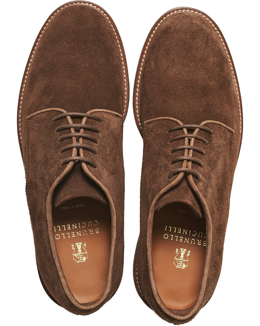 Herre | Brunello Cucinelli Plain Toe Derby Dark Brown Suede | Brunello Cucinelli | Plain Toe Derby Dark Brown Suede