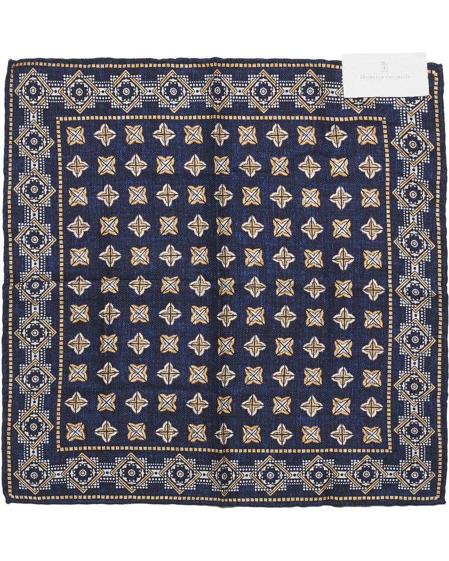 Herre | Brunello Cucinelli Dotted Pocket Square Blue | Brunello Cucinelli | Dotted Pocket Square Blue