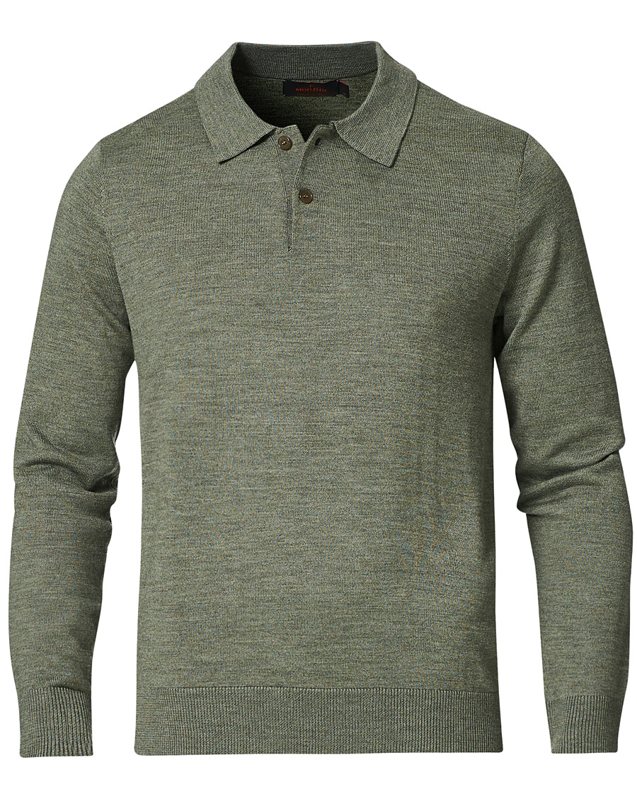 Herre | Gensere | Morris | Merino Long Sleeve Polo Shirt Olive