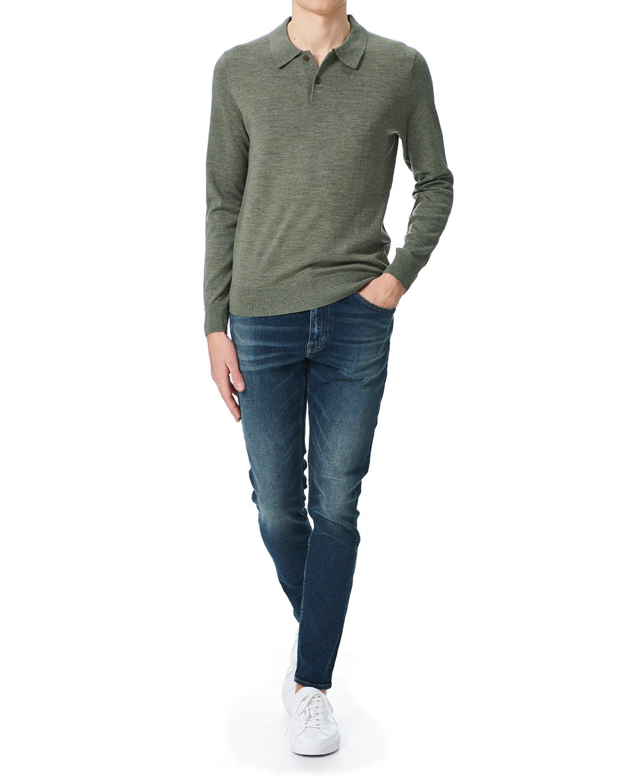 Herre | Gensere | Morris | Merino Long Sleeve Polo Shirt Olive