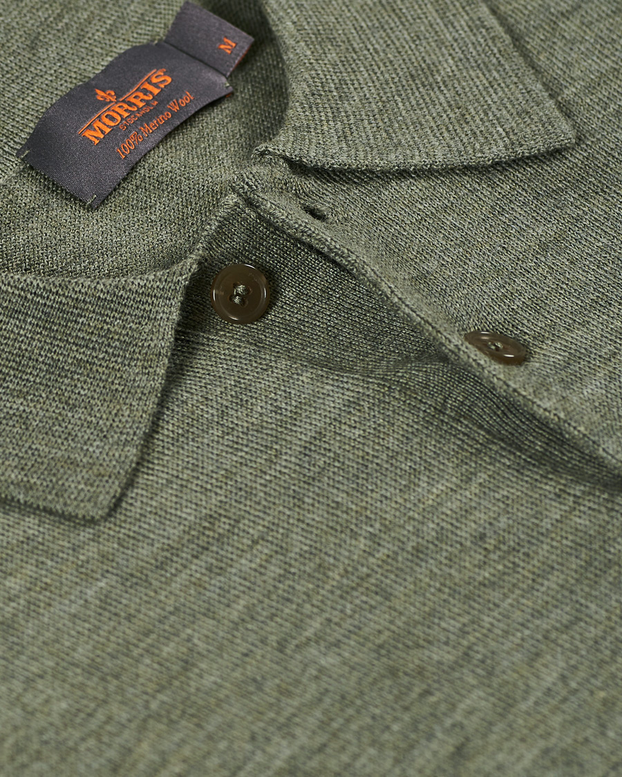 Herre | Gensere | Morris | Merino Long Sleeve Polo Shirt Olive