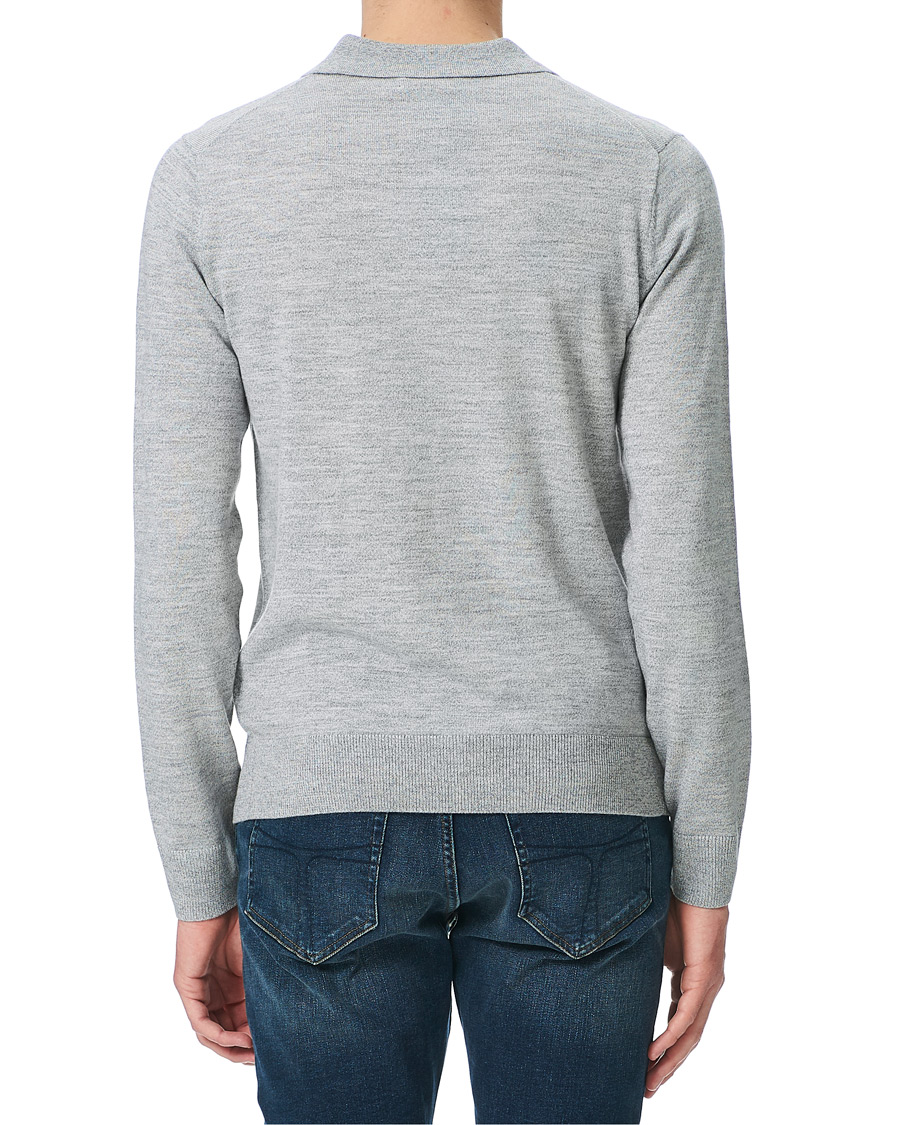 Herre | Gensere | Morris | Merino Long Sleeve Polo Shirt Grey Melange