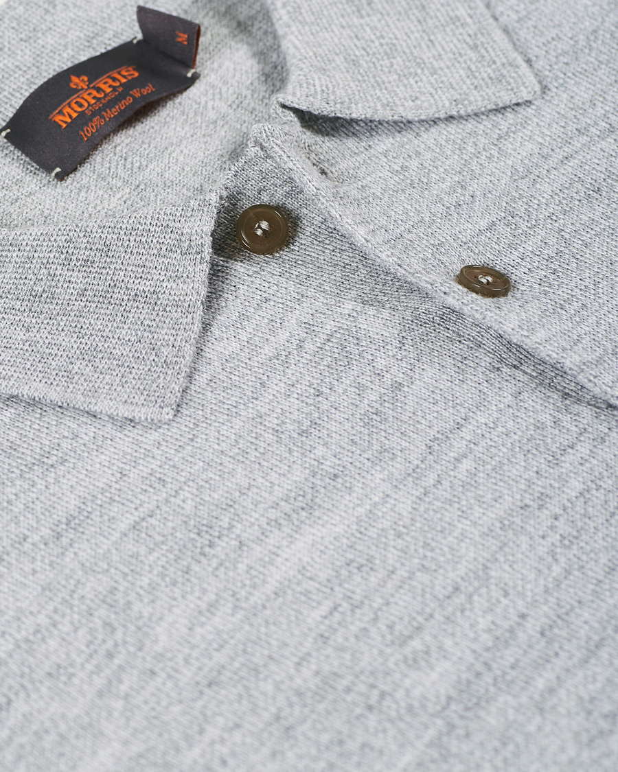 Herre | Gensere | Morris | Merino Long Sleeve Polo Shirt Grey Melange