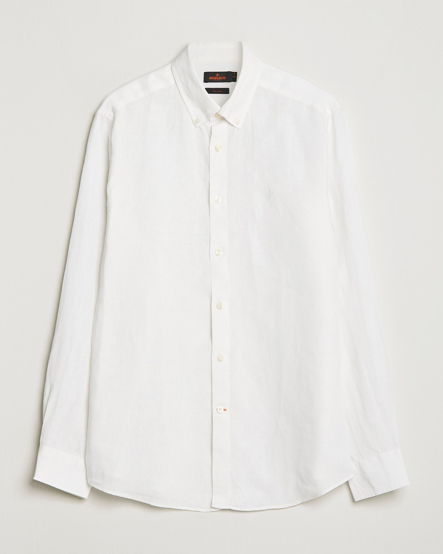 Herre | Skjorter | Morris | Douglas Linen Button Down Shirt White