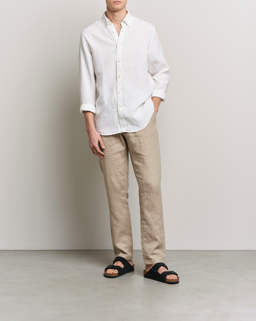 Herre | Skjorter | Morris | Douglas Linen Button Down Shirt White