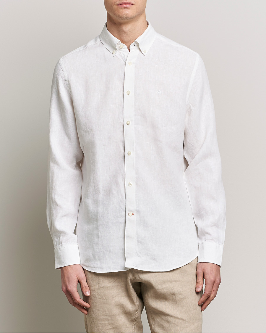 Herre | Skjorter | Morris | Douglas Linen Button Down Shirt White
