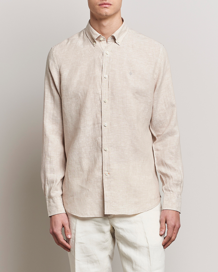 Herr |  | Morris | Douglas Linen Button Down Shirt Khaki