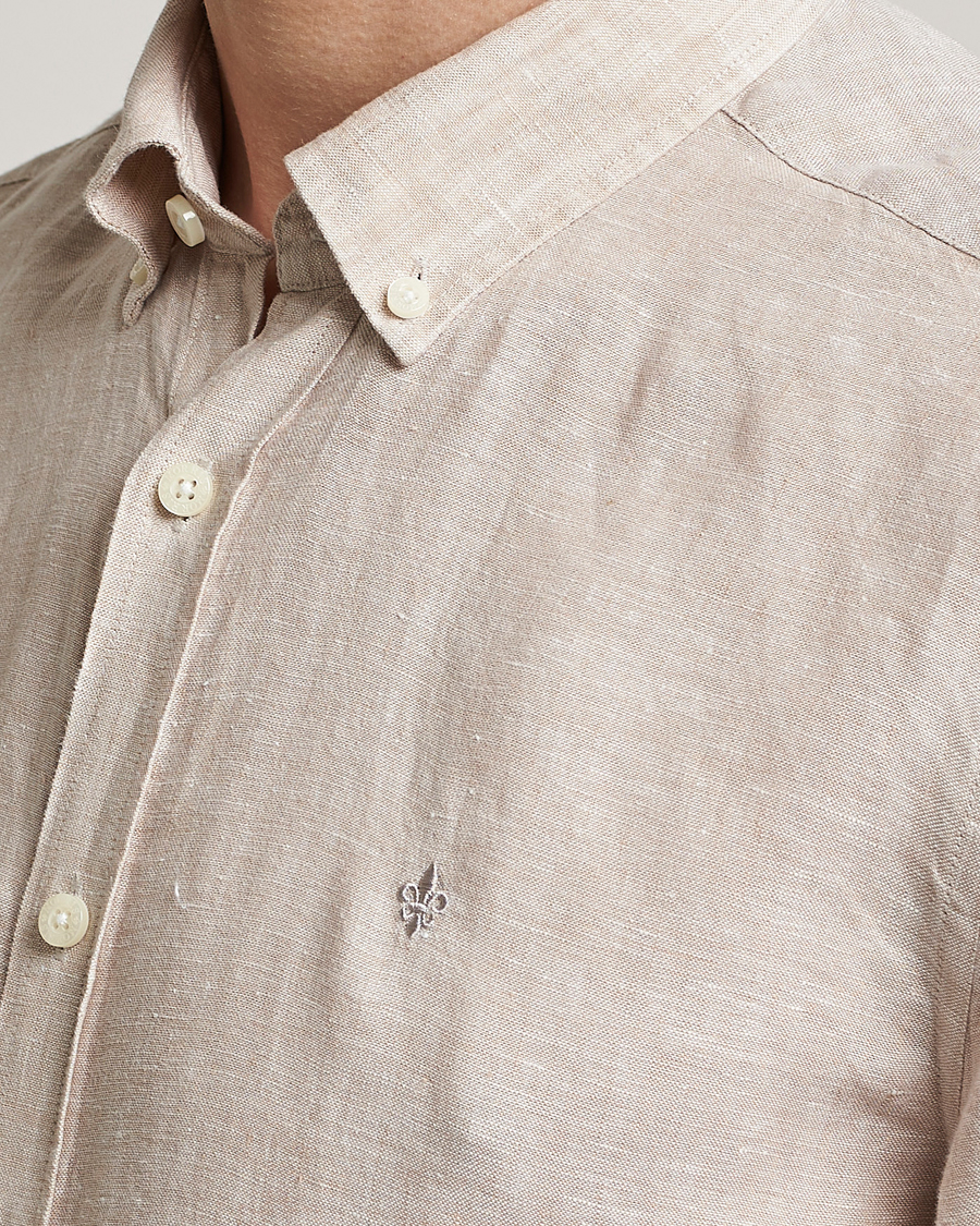 Herre | Skjorter | Morris | Douglas Linen Button Down Shirt Khaki