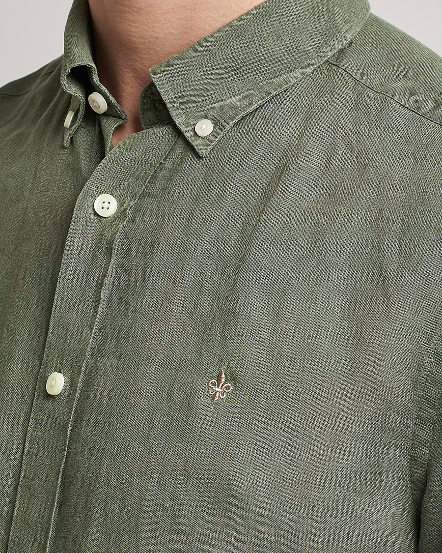Herre | Skjorter | Morris | Douglas Linen Button Down Shirt Olive