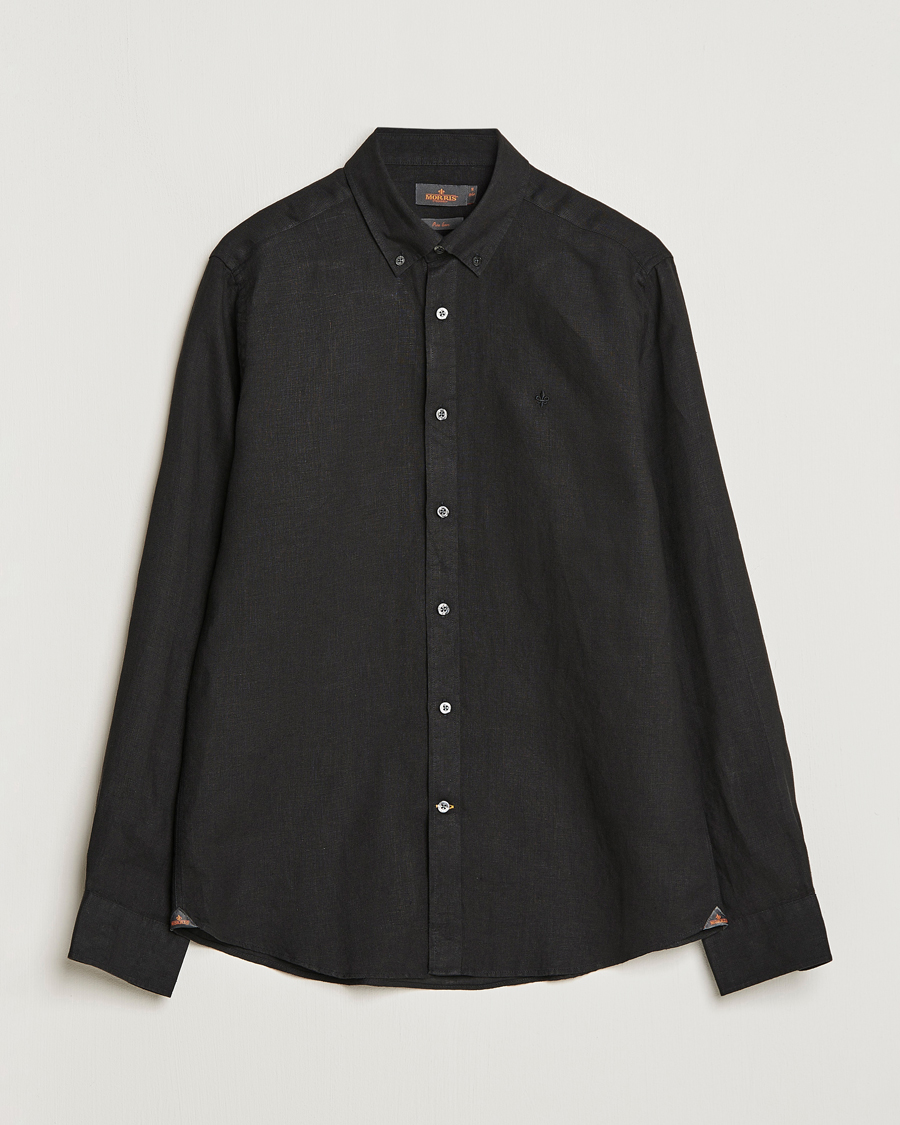 Herre | Skjorter | Morris | Douglas Linen Button Down Shirt Black