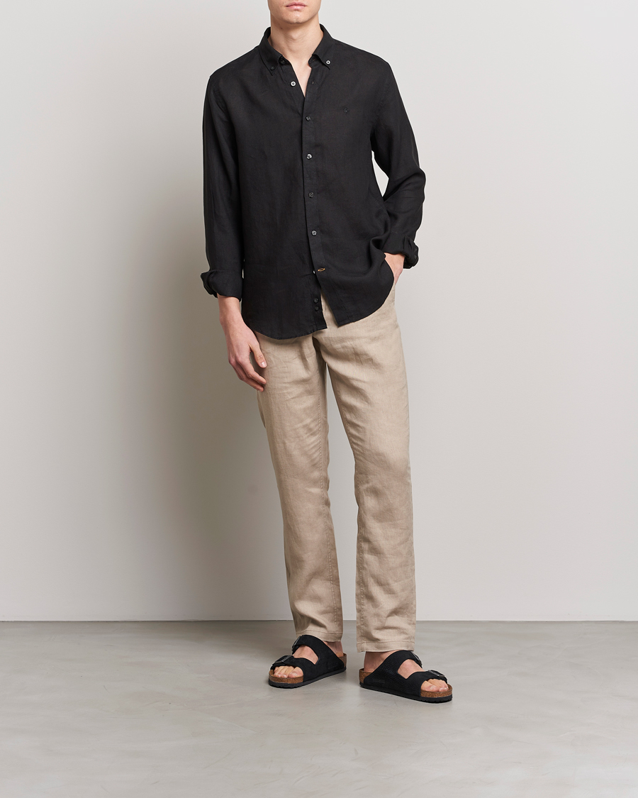 Herre | Skjorter | Morris | Douglas Linen Button Down Shirt Black