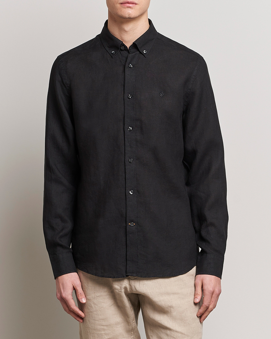 Herre | Linskjorter | Morris | Douglas Linen Button Down Shirt Black