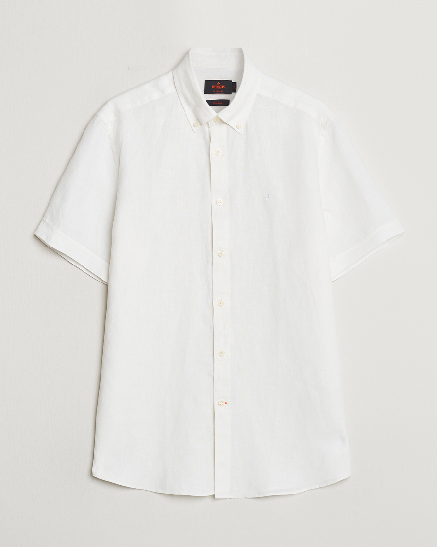 Herre | Skjorter | Morris | Douglas Short Sleeve Linen Shirt White