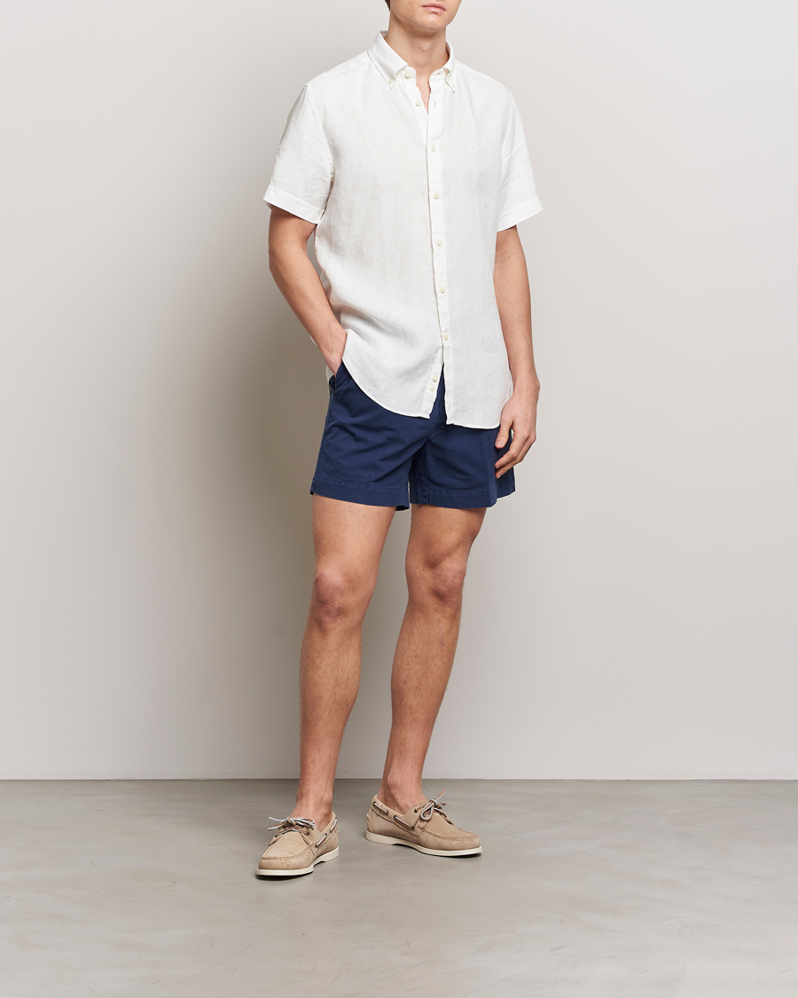 Herre | Skjorter | Morris | Douglas Short Sleeve Linen Shirt White