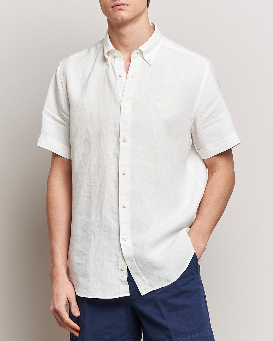 Herre | Skjorter | Morris | Douglas Short Sleeve Linen Shirt White