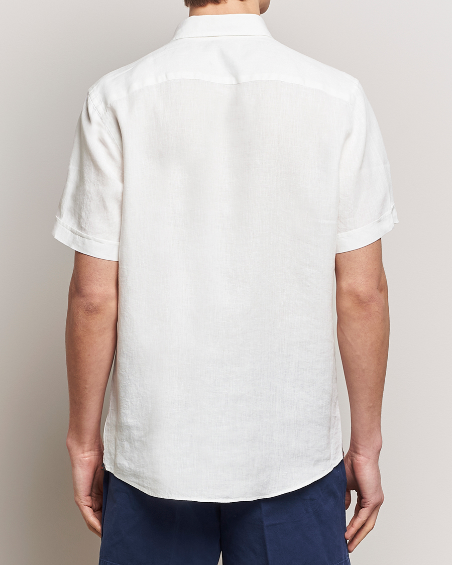 Herre | Skjorter | Morris | Douglas Short Sleeve Linen Shirt White