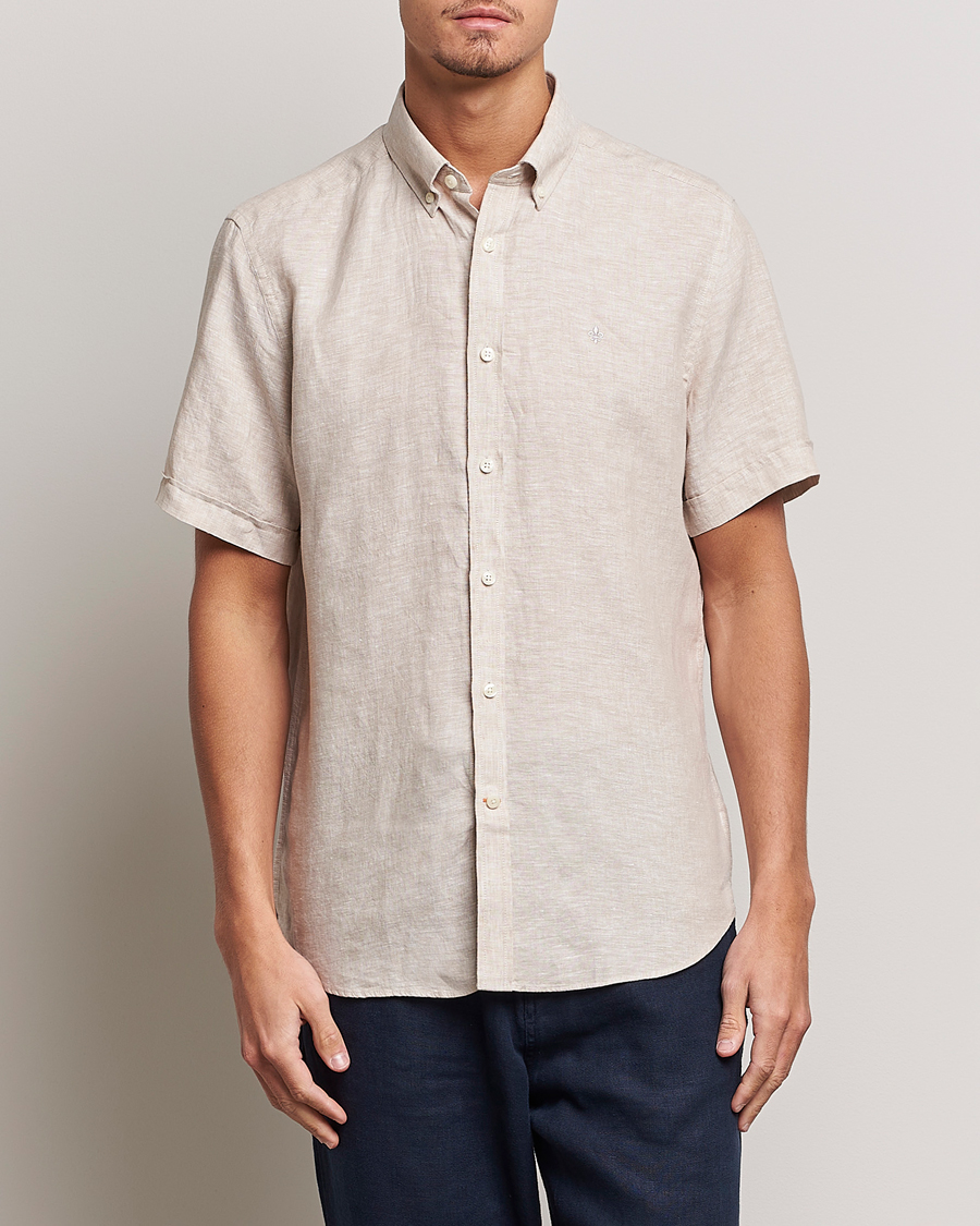 Herre | Skjorter | Morris | Douglas Short Sleeve Linen Shirt Khaki XL