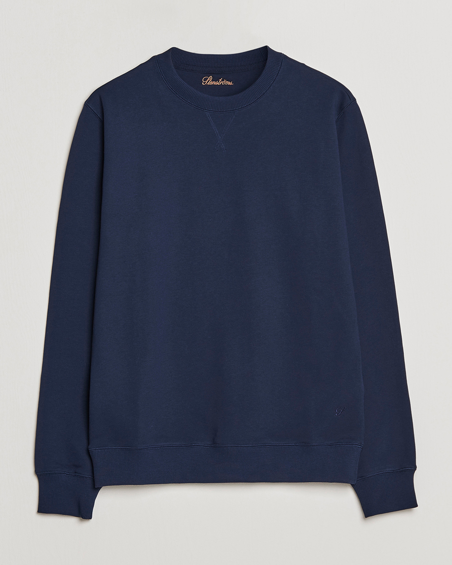Herre | Gensere | Stenströms | Cotton Collage Crew Neck Navy