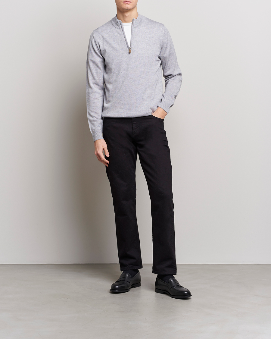 Herre | Gensere | Stenströms | Merino Half Zip Light Grey