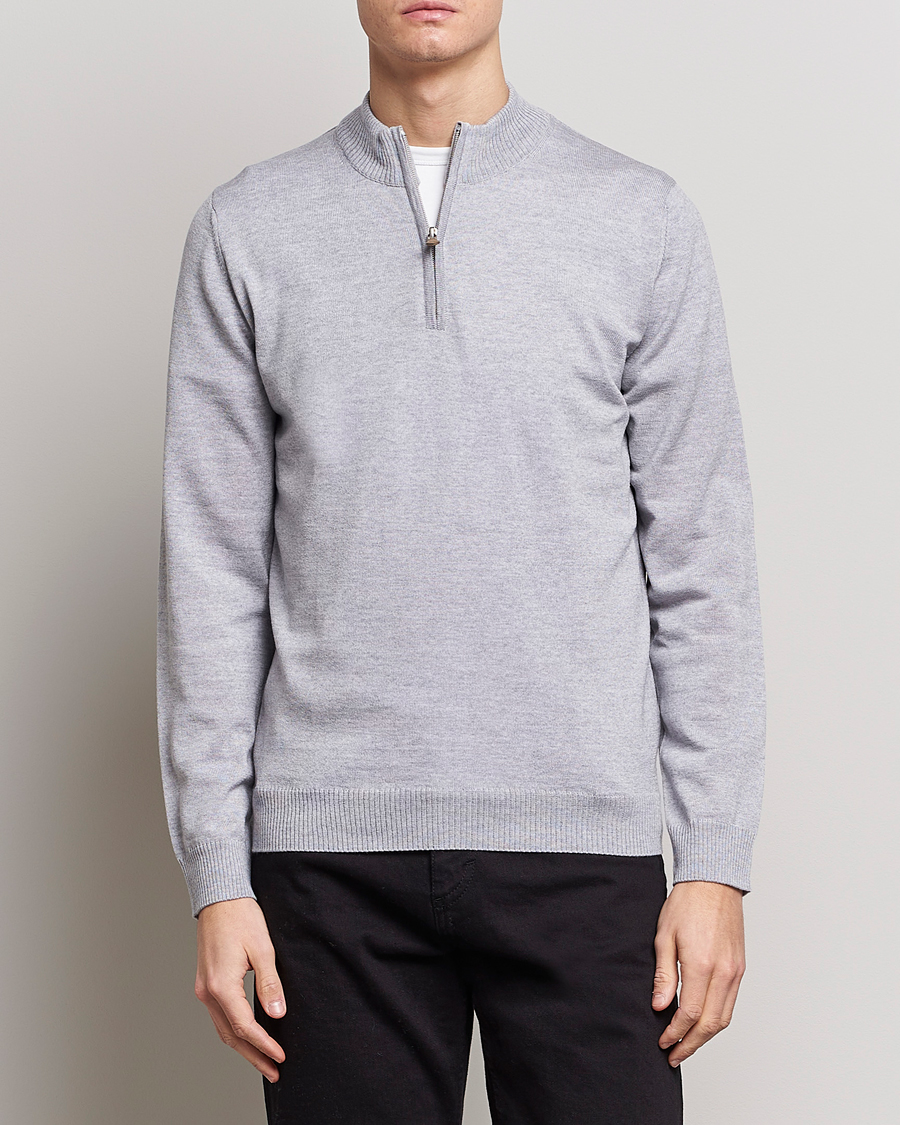 Herre |  | Stenströms | Merino Half Zip Light Grey