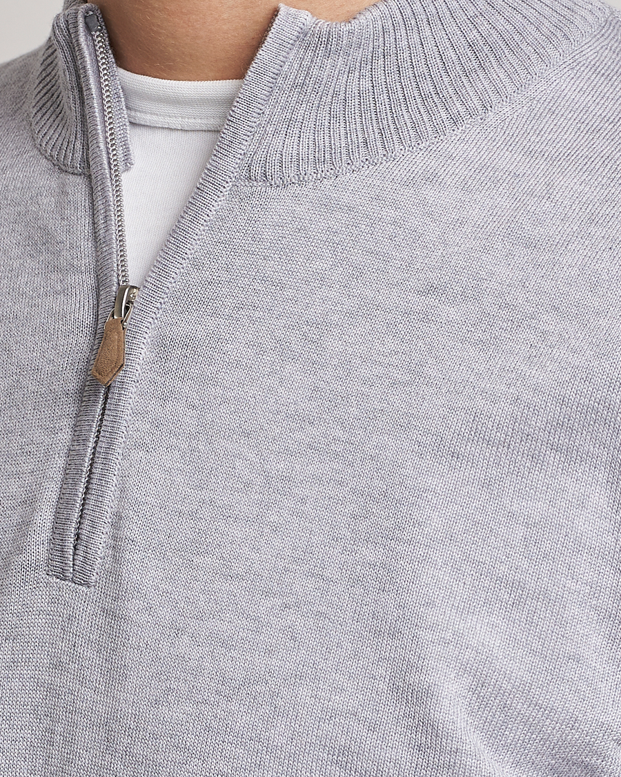Herre | Gensere | Stenströms | Merino Half Zip Light Grey