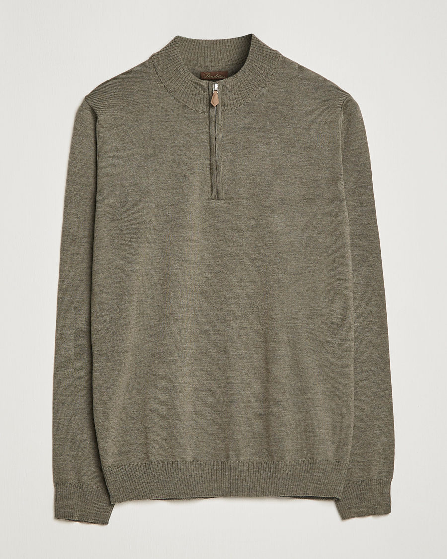 Herre | Gensere | Stenströms | Merino Wool Half Zip Olive