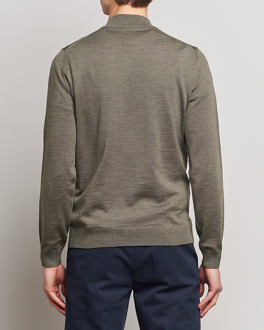 Herre | Gensere | Stenströms | Merino Wool Half Zip Olive