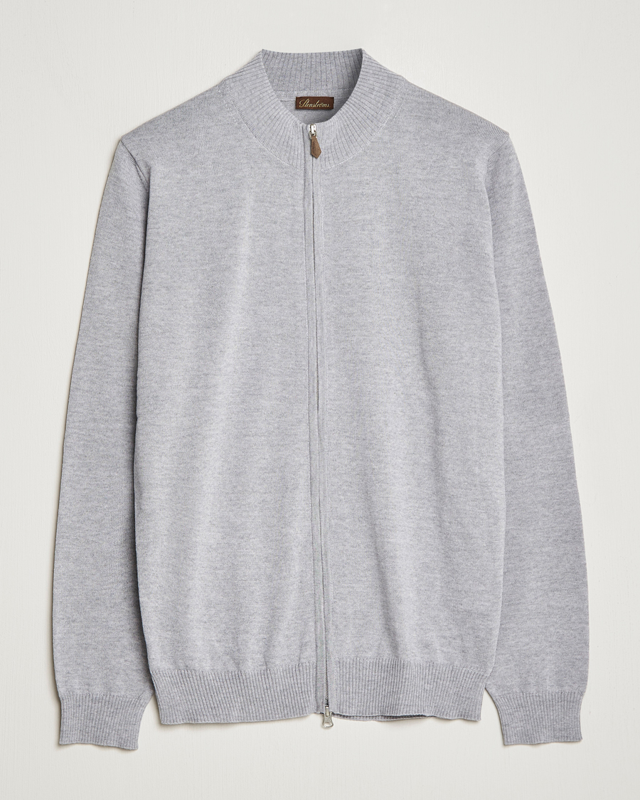 Herre | Gensere | Stenströms | Merino Wool Full Zip Light Grey