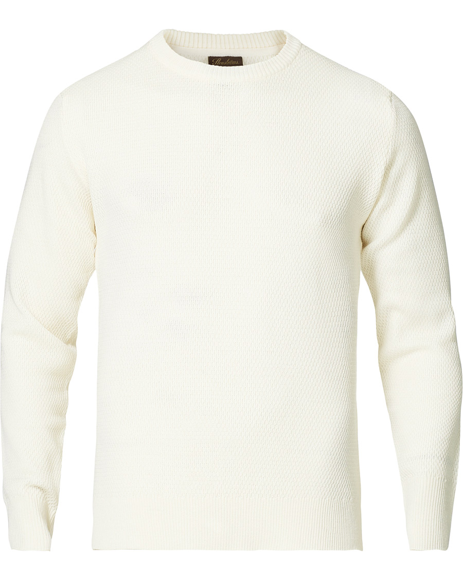 Herre | Gensere | Stenströms | Textured Merino Crew Neck Off White