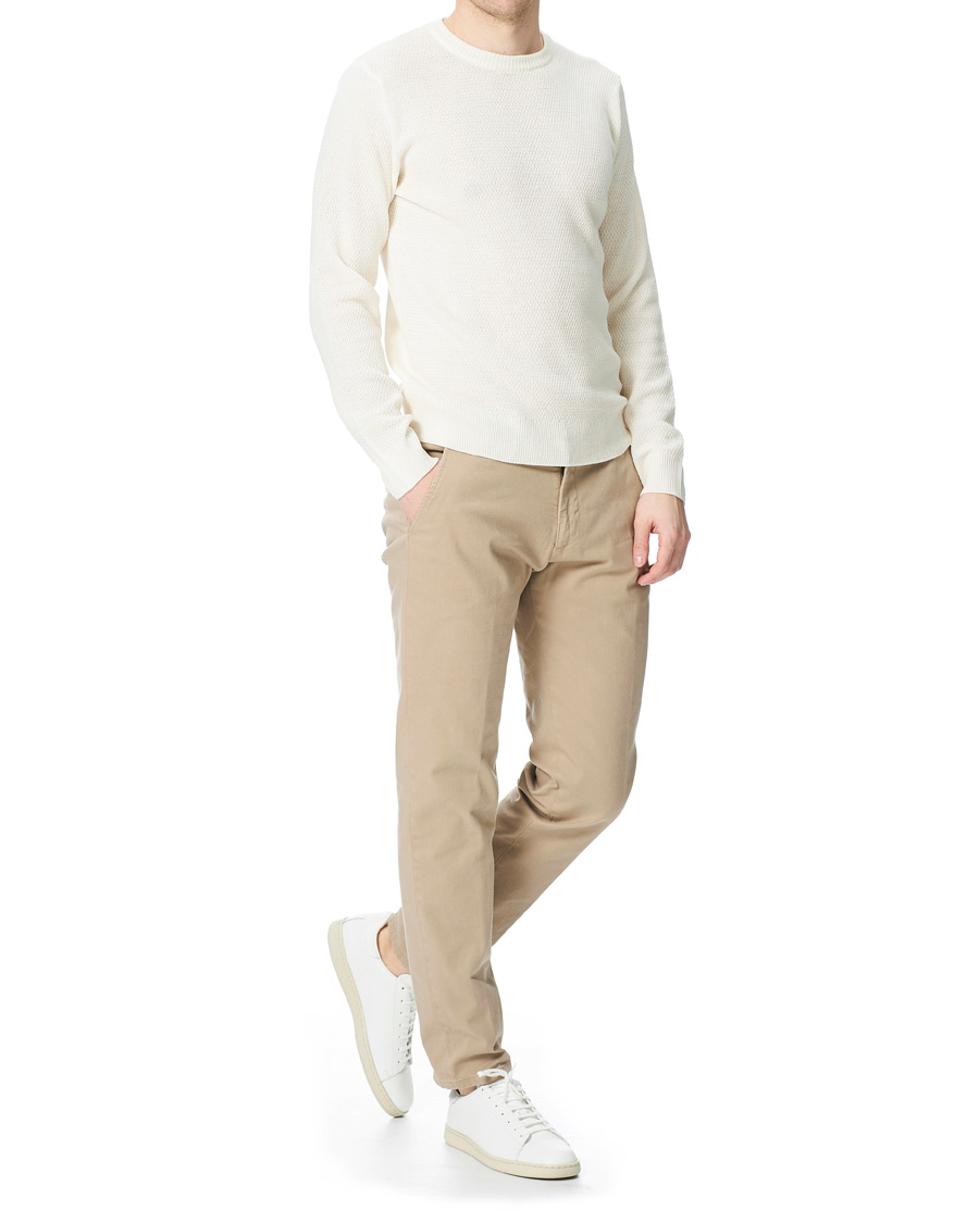 Herre | Gensere | Stenströms | Textured Merino Crew Neck Off White