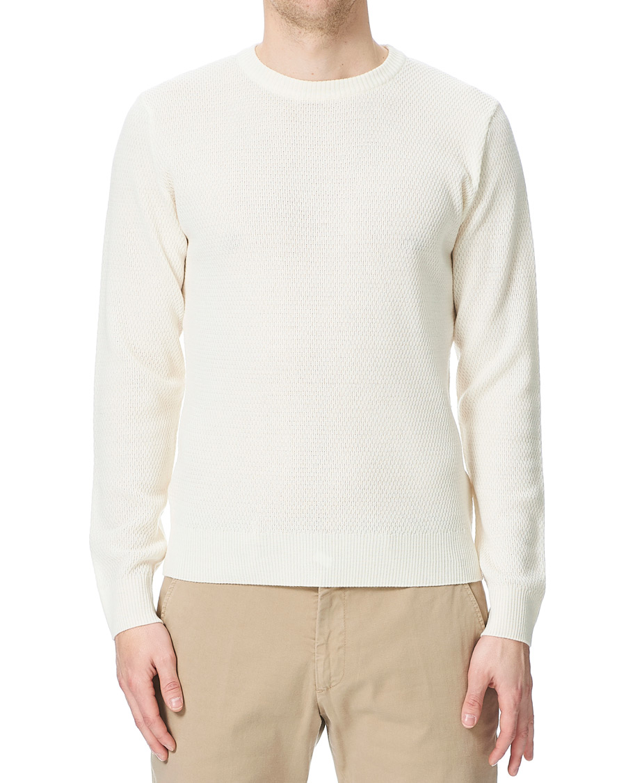 Herre | Gensere | Stenströms | Textured Merino Crew Neck Off White