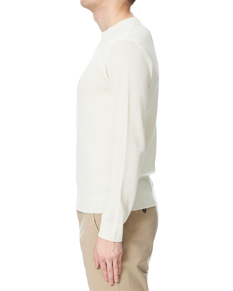 Herre | Gensere | Stenströms | Textured Merino Crew Neck Off White