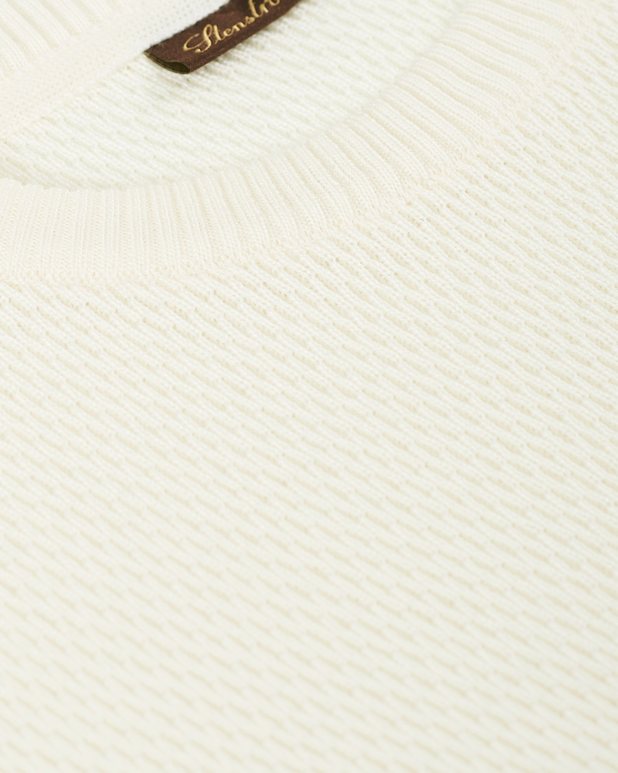 Herre | Gensere | Stenströms | Textured Merino Crew Neck Off White
