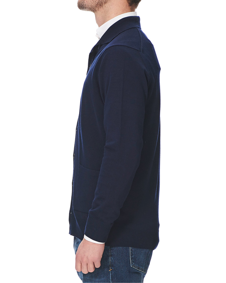 Herre | Gensere | Stenströms | Merino Wool Pocket Cardigan Navy