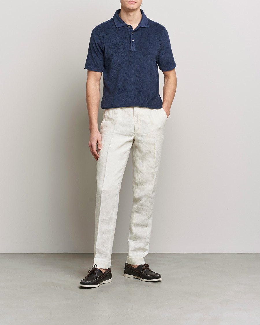 Herre | Pikéer | Stenströms | Terry Cotton Poloshirt Navy