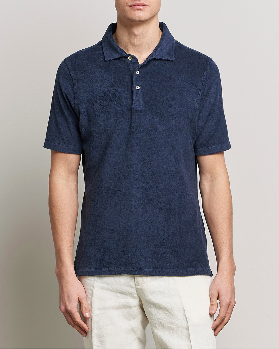 Herre | Pikéer | Stenströms | Terry Cotton Poloshirt Navy