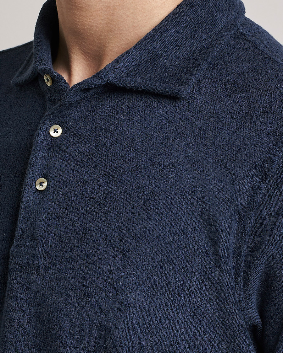 Herre | Pikéer | Stenströms | Terry Cotton Poloshirt Navy