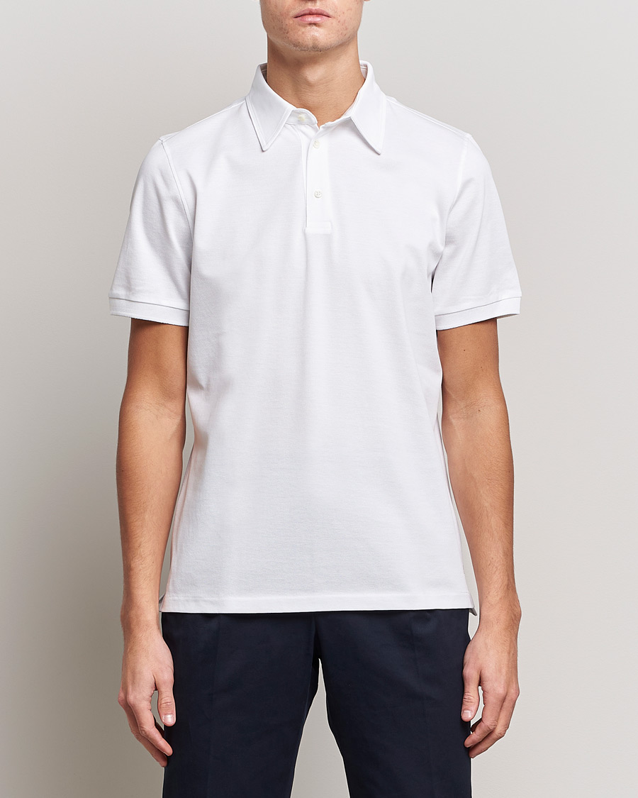 Herre | Pikéer | Stenströms | Cotton Polo Shirt White