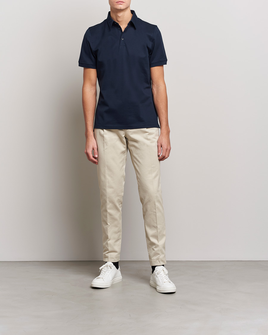Herre | Klær | Stenströms | Cotton Polo Shirt Navy