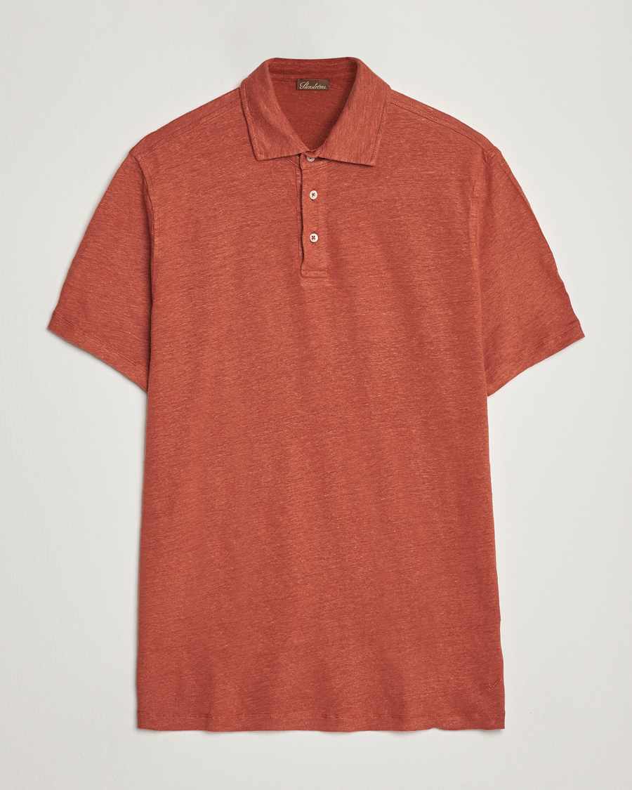 Herre | Pikéer | Stenströms | Linen Polo Shirt Rust