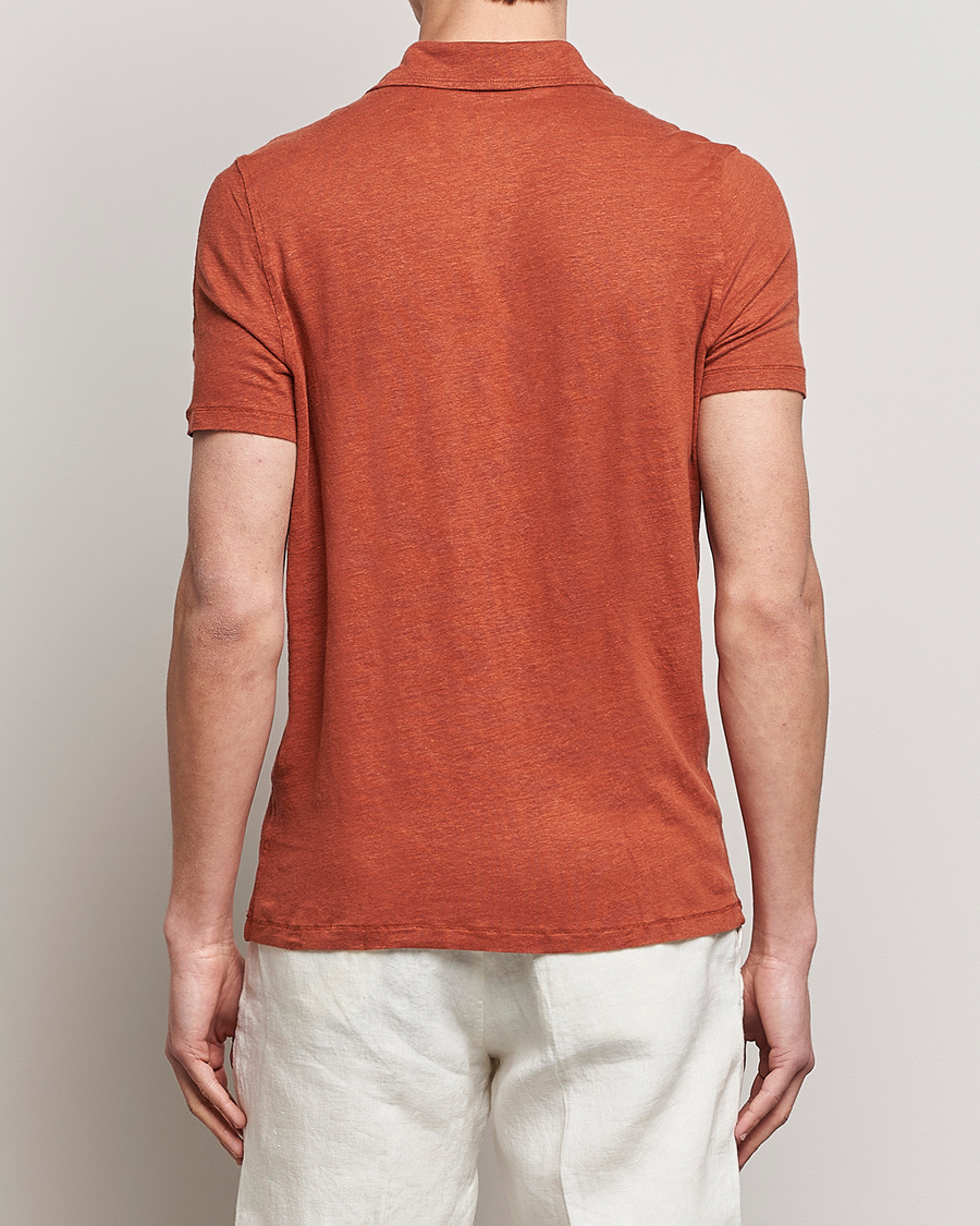 Herre | Pikéer | Stenströms | Linen Polo Shirt Rust