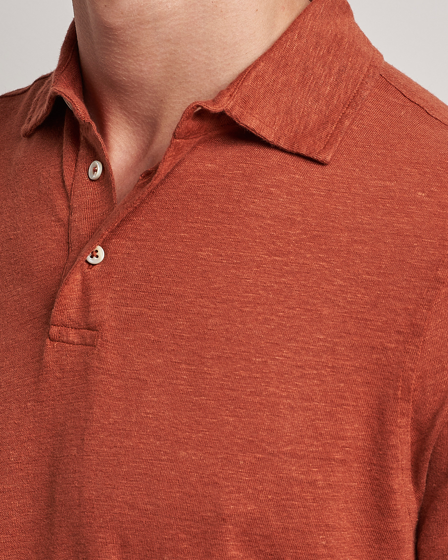 Herre | Pikéer | Stenströms | Linen Polo Shirt Rust