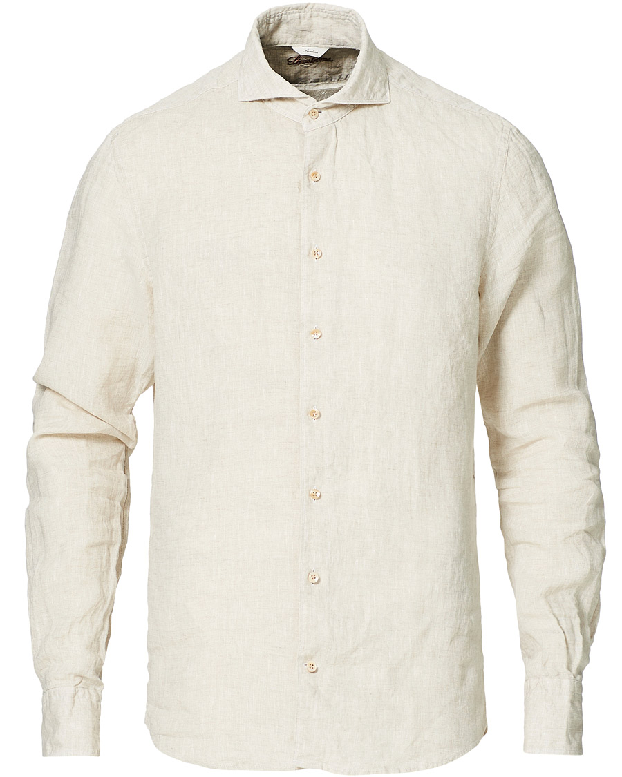 Herre | Skjorter | Stenströms | Slimline Linen Cut Away Shirt Oat