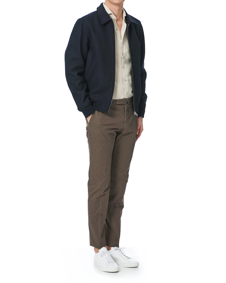 Herre | Skjorter | Stenströms | Slimline Linen Cut Away Shirt Oat