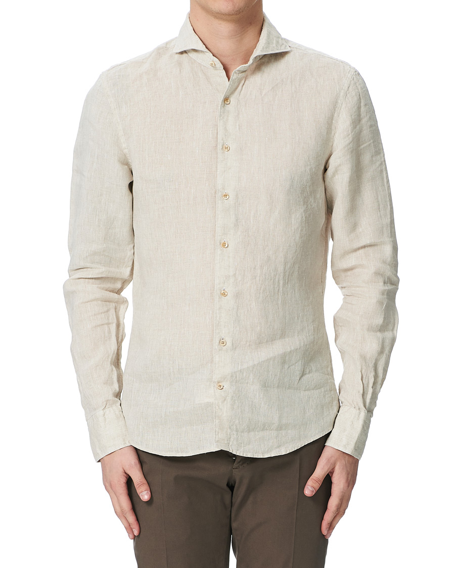 Herre | Skjorter | Stenströms | Slimline Linen Cut Away Shirt Oat