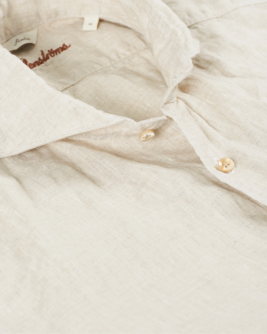 Herre | Skjorter | Stenströms | Slimline Linen Cut Away Shirt Oat