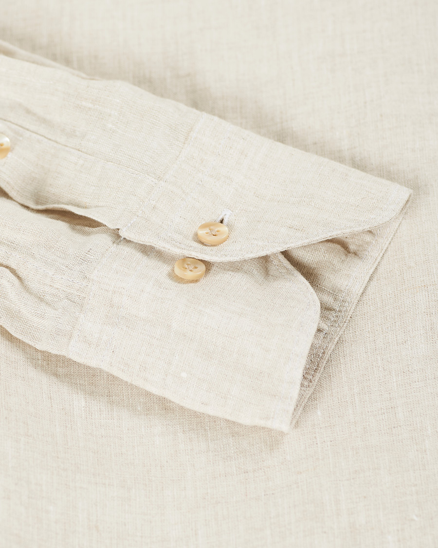 Herre | Skjorter | Stenströms | Slimline Linen Cut Away Shirt Oat