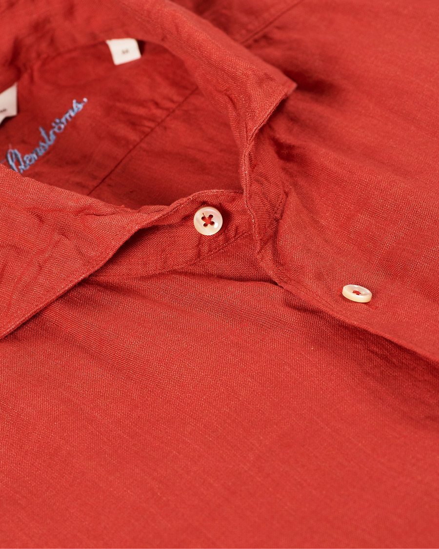 Herre | Skjorter | Stenströms | Slimline Linen Cut Away Shirt Red