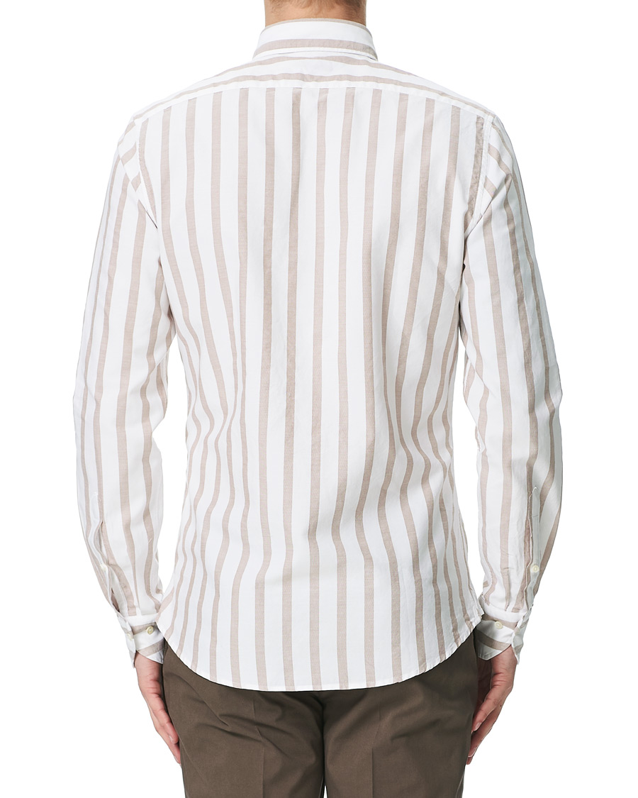 Herre | Skjorter | Stenströms | Slimline Wide Striped Oxford Shirt Beige